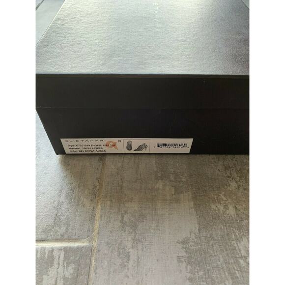 Elie Tahari High Heel Peep Toe Sandals Leather Tan Brown Strappy Designer 39 9 - Picture 3 of 10